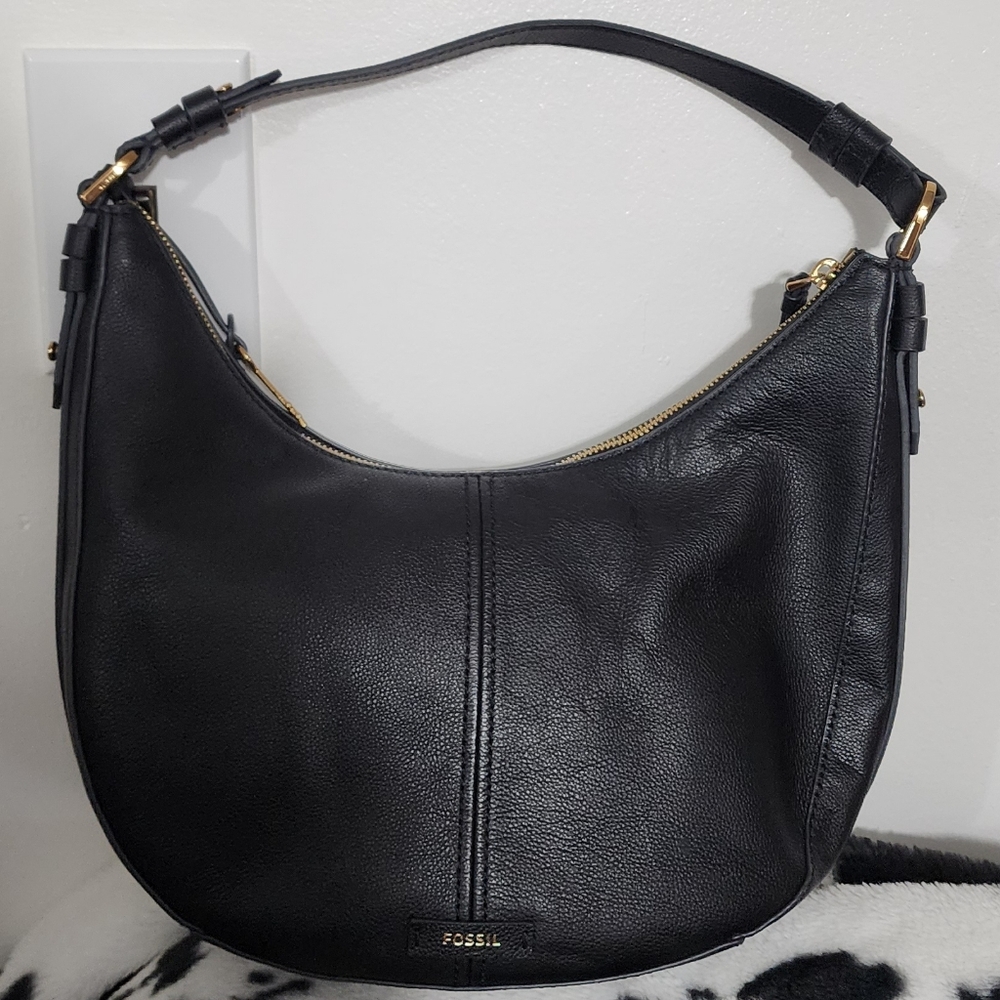 Fossil Black Leather Hobo Bag